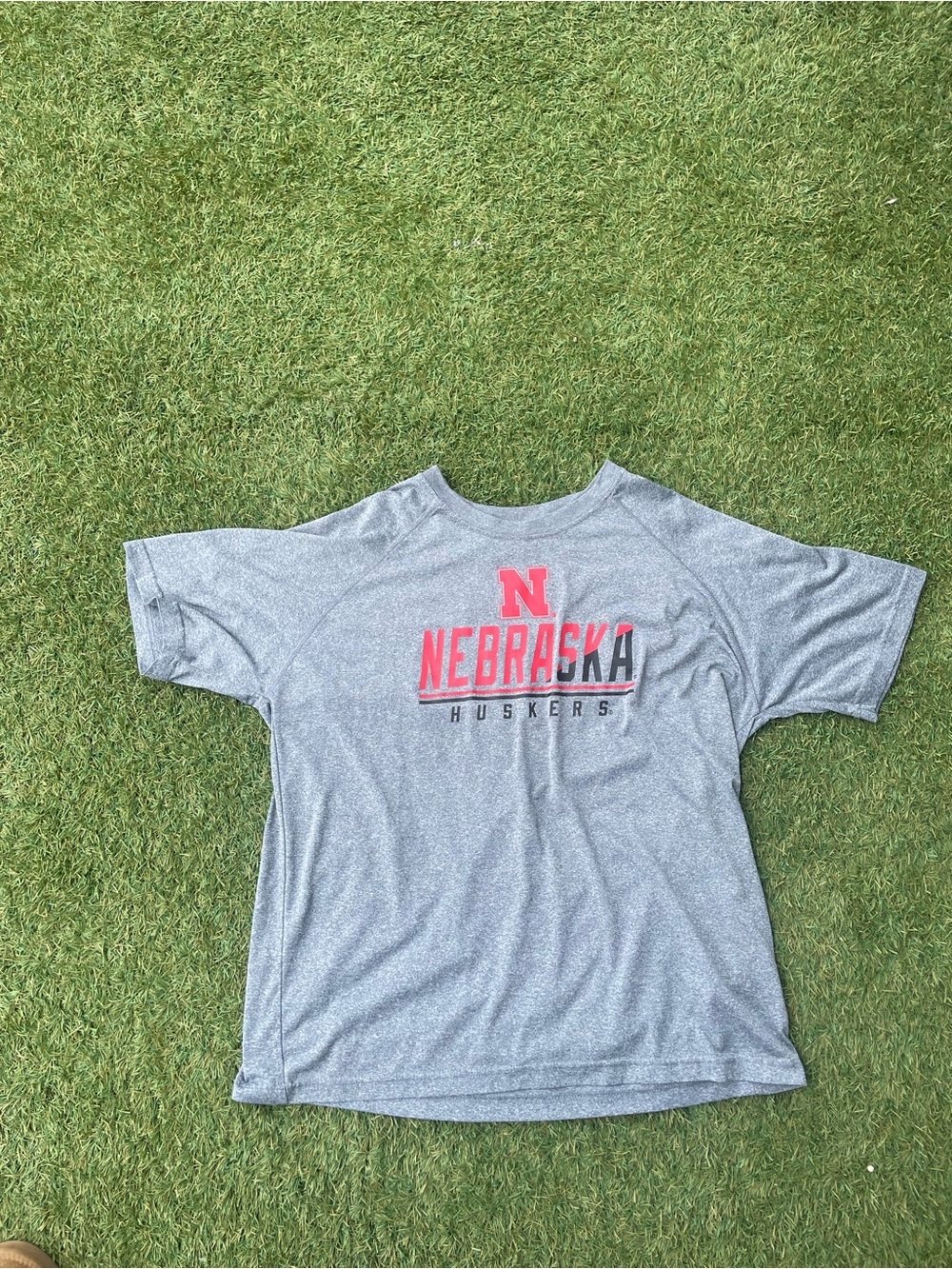 Champion Gray Nebraska Huskers Short Sleeve Tee with Red Logo